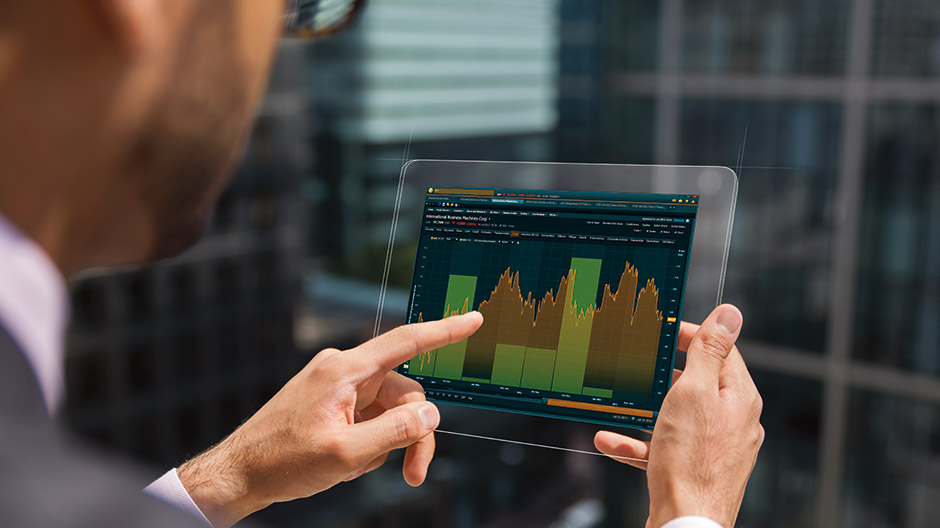 Man holding ipad chart